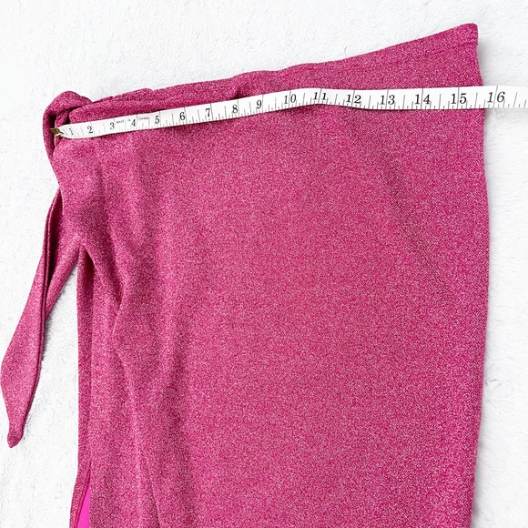 NWT- GOOD AMERICAN x Revolve Glitter Tie Sarong in Hawaiian Pink - Picture 10 of 13